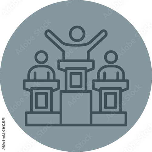 Victory Grey Line Circle Icon