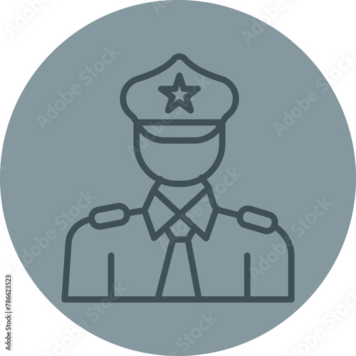 Police Grey Line Circle Icon