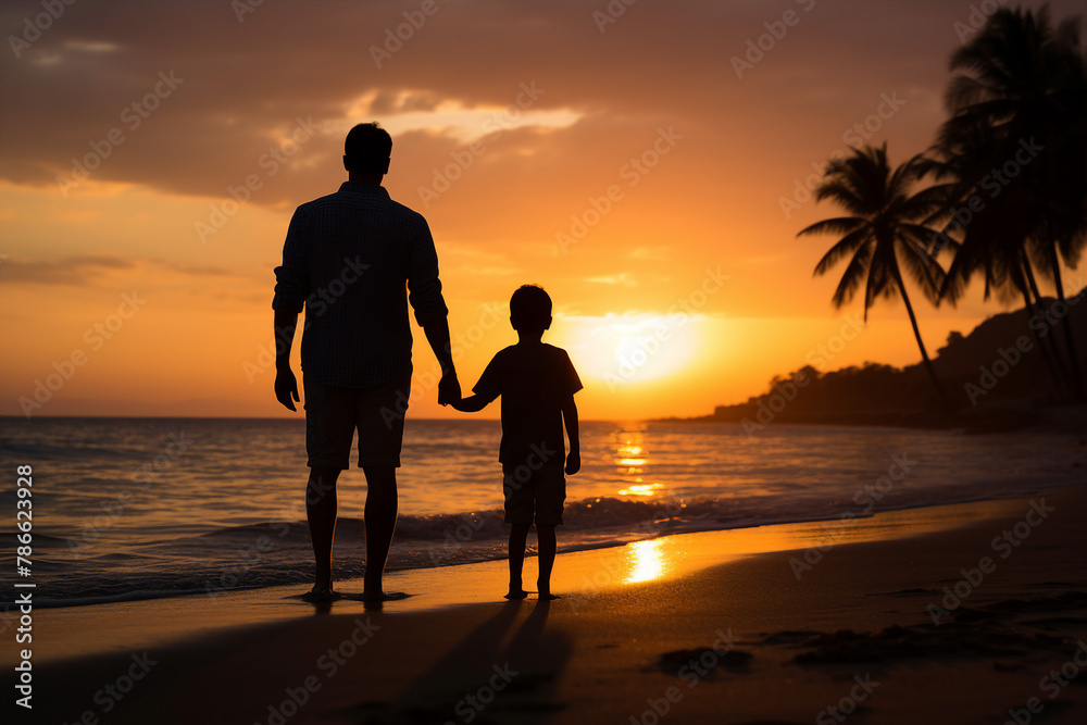 Happy father and mother day conceptual AI generation picture beautiful parent with small child