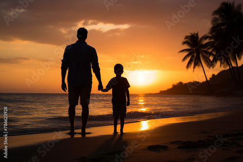 Happy father and mother day conceptual AI generation picture beautiful parent with small child