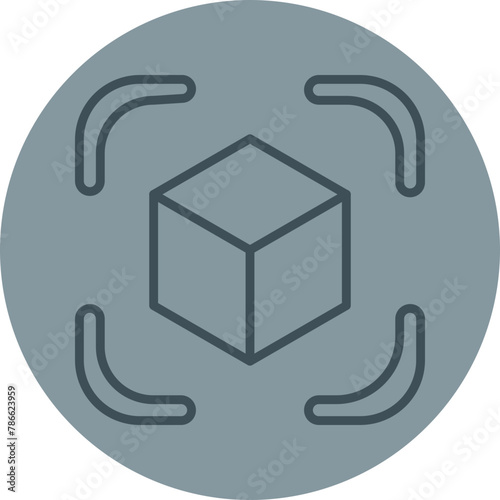 Cube Grey Line Circle Icon