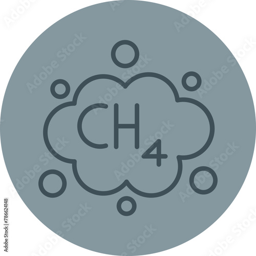 Methane Grey Line Circle Icon