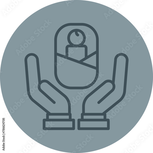 Adoption Grey Line Circle Icon