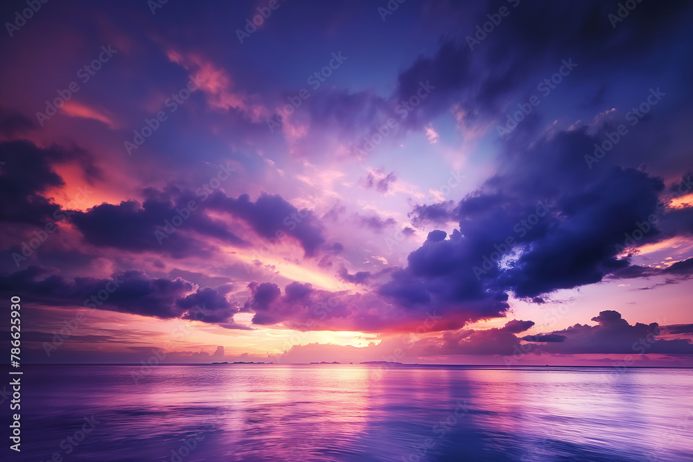 Bright pink and purple sky