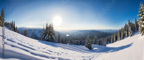 snowy landscape in winter in bright colours 