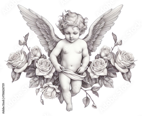 PNG Illustration of cherub drawing sketch angel