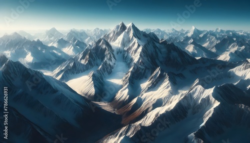 Majestätische Schneegipfel - Alpine Bergkette in der Morgensonne photo