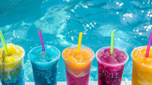 Summer concept selection of colorful slushie drink