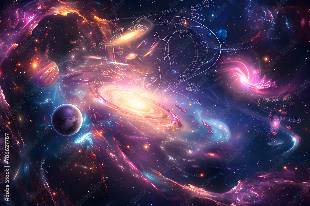 Fototapeta premium The Cosmic Conundrums: Illustrating Theories of Universe Origins