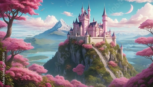 Fairytale Princess Castle in bright colours 