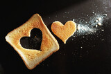 Toast with a heart-shaped cutout