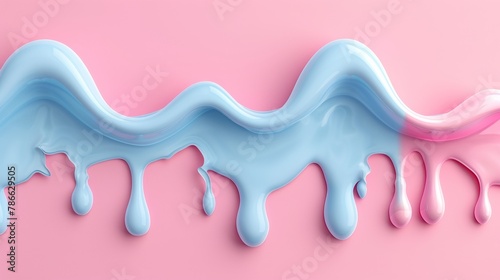 Dynamic pastel splash on World Milk Day: Milk's fluidity and essential nature in nutrition captured on a minimalistic pink and blue backdrop photo