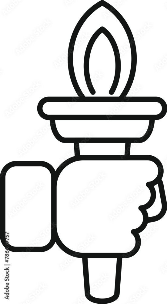Handle torch leader icon outline vector. Burning flame. New direction of leadership Handle torch leader icon outline vector. Burning flame. New direction of leadership