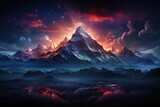 RGB lightning neon ice mountain red clouds glowing