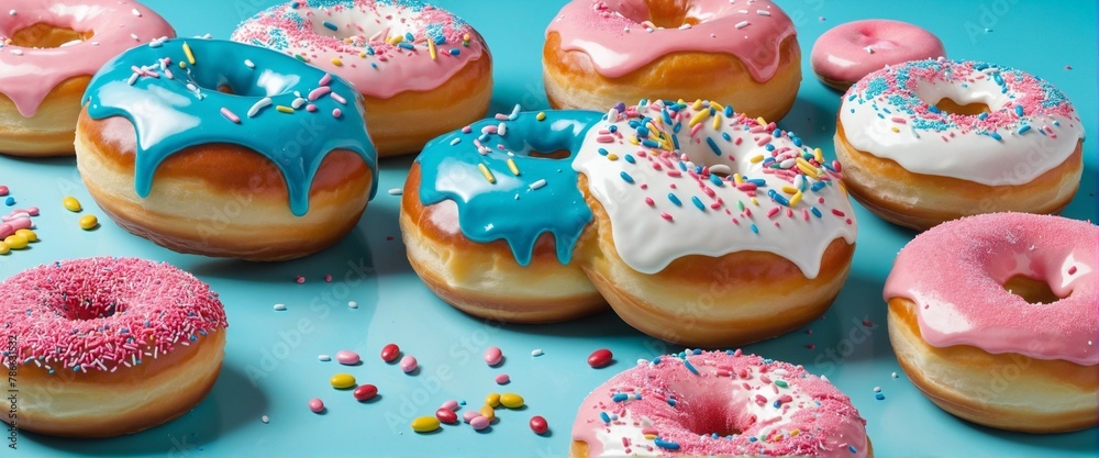 Donut doughnut background sweet in bright colours 
