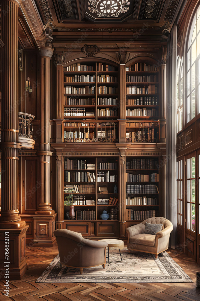 Literary Haven: Classic Library Retreat