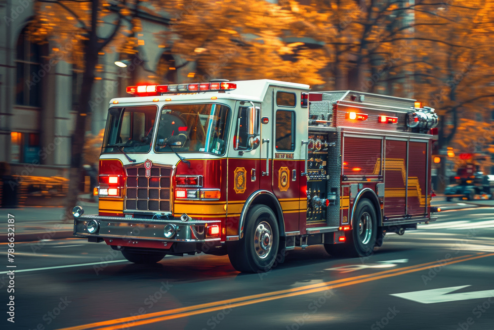 Fire trucks will turn on their lights and sound signals to request clearing of the way.