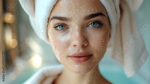 Elegant Portrait of Serene Young Woman in Spa-Like Setting