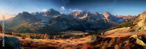 Panorama mountain autumn landscape #786632997