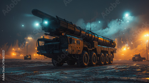 Cutting-Edge Missile Launcher.  High-Tech Weapon on Battlefield photo
