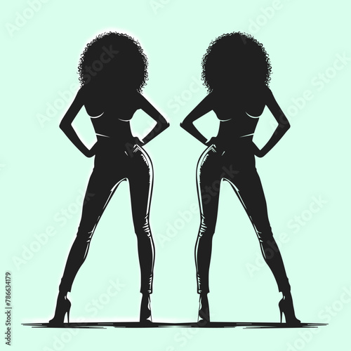 silhouette of a sexy girl African-American woman