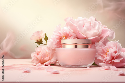 Empty cosmetic cream bottle, Presenting luxury skincare products Beauty and spa mockup template.