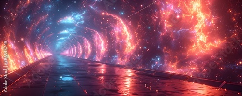 Futuristic Tunnel of Space and Stars, To provide a captivating and unique background for sci-fi or space-themed designs, or to be used as a