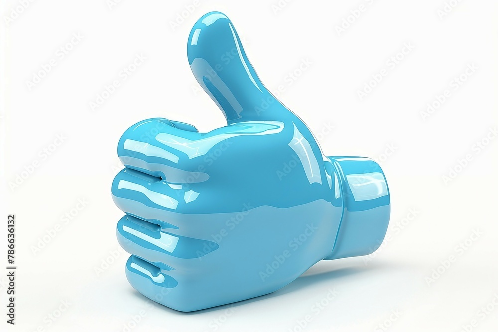 a blue plastic hand giving a thumbs up sign a blue plastic hand giving a thumbs up sign