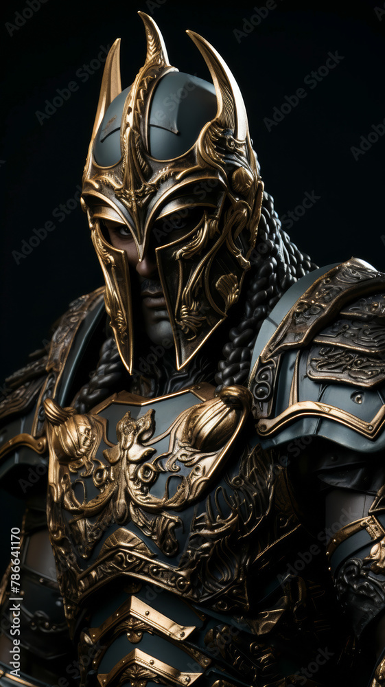 Fototapeta premium Dark Art Depicting a Futuristic Greek Warrio