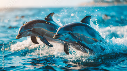 Dolphin Jumps Amidst Aquatic Life photo