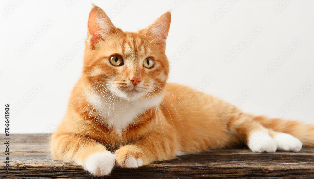 Obraz premium Cute red cat on a white background