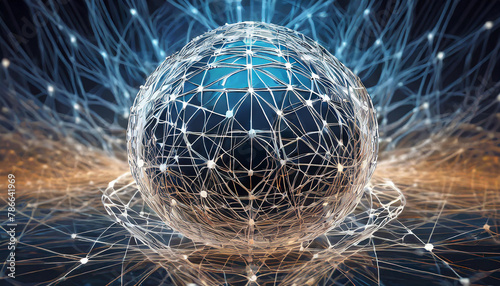 connected technology sphere abstract background