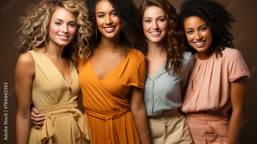 Diverse Women Body Positivity Group. Multicultural Femininity Variety Diverse Women Body Positivity Group. Multicultural Femininity Variety