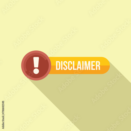 Disclaimer online banner icon flat vector. Term notice check. Application design