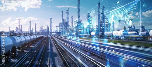 Global partner connection of communication network, oil and gas industry petrochemical plant,, Business Logistics Concept. AI generated illustration photo