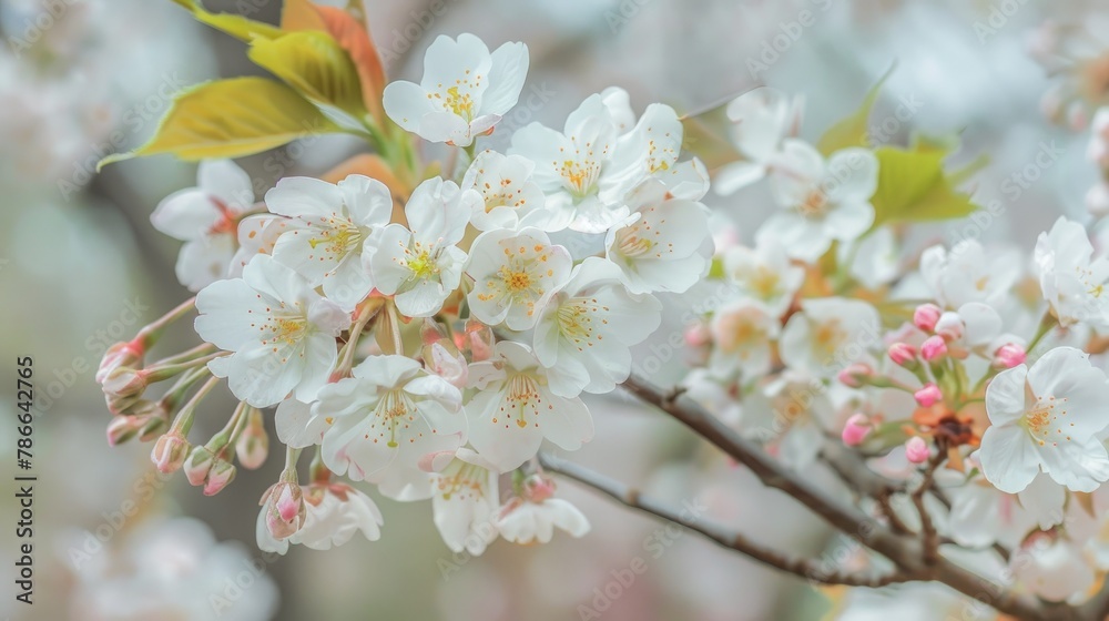 White and pink Cherry blossoms on the tree in the park during spring White and pink Cherry blossoms on the tree in the park during spring