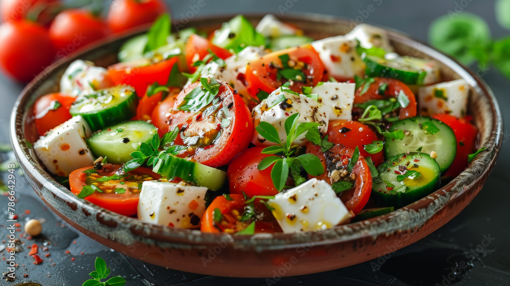 A Bowl Full of Fresh Greek Salad A Bowl Full of Fresh Greek Salad