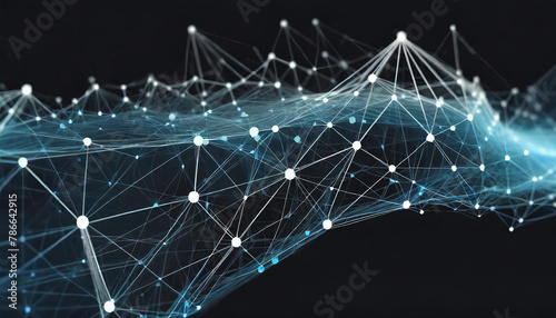 interconnected lines and dots representing digital connections, set against a black background banner element on social media and marketing materials related to technology