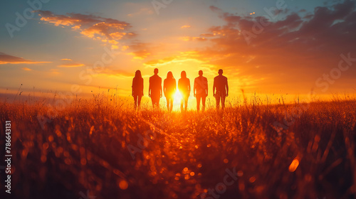 Friends at Dusk. Sunset Silhouettes of Togetherness © EwaStudio