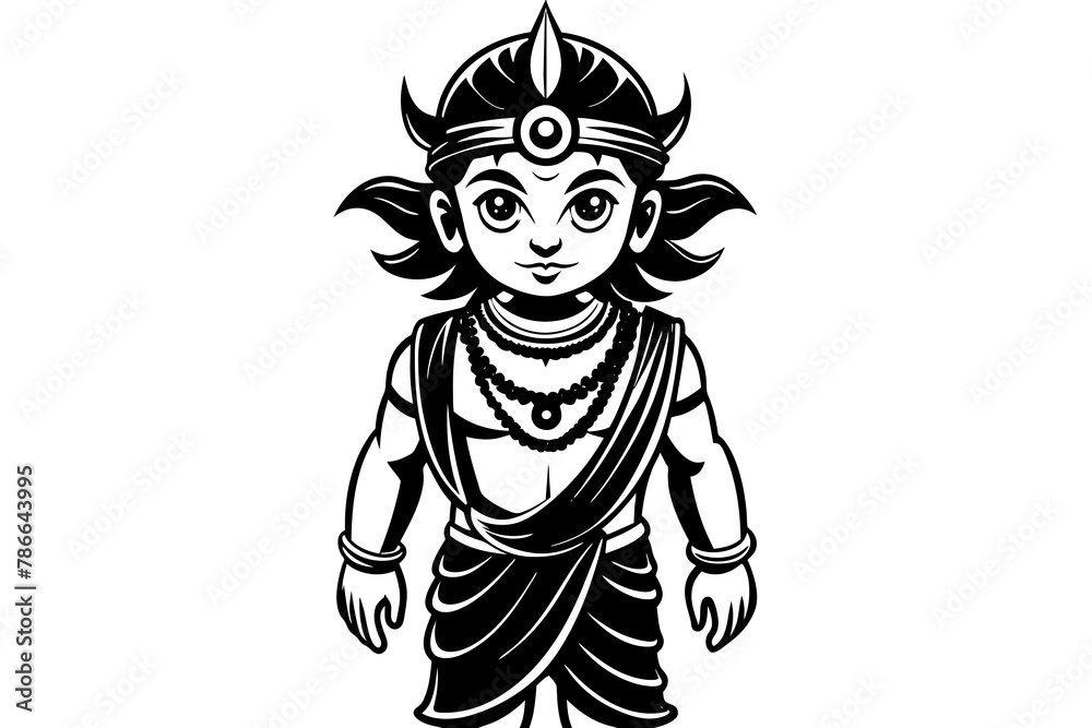 Por favor, crie o seguinte personagem infantil Vishnu silhouette on white background ‍