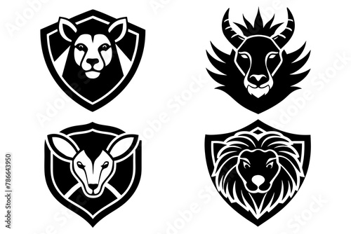 Set of animals logo icon  vector silhouette on white background