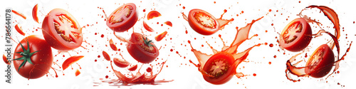 sliced tomato with splash isolated png