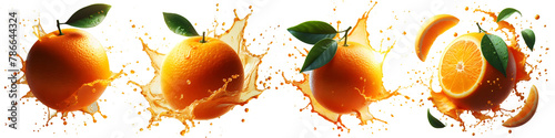 orange with splash isolated png photo