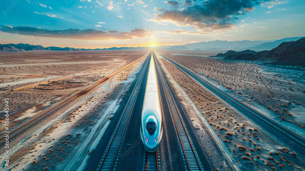 Fototapeta premium Hyperloop Train Through the Desert