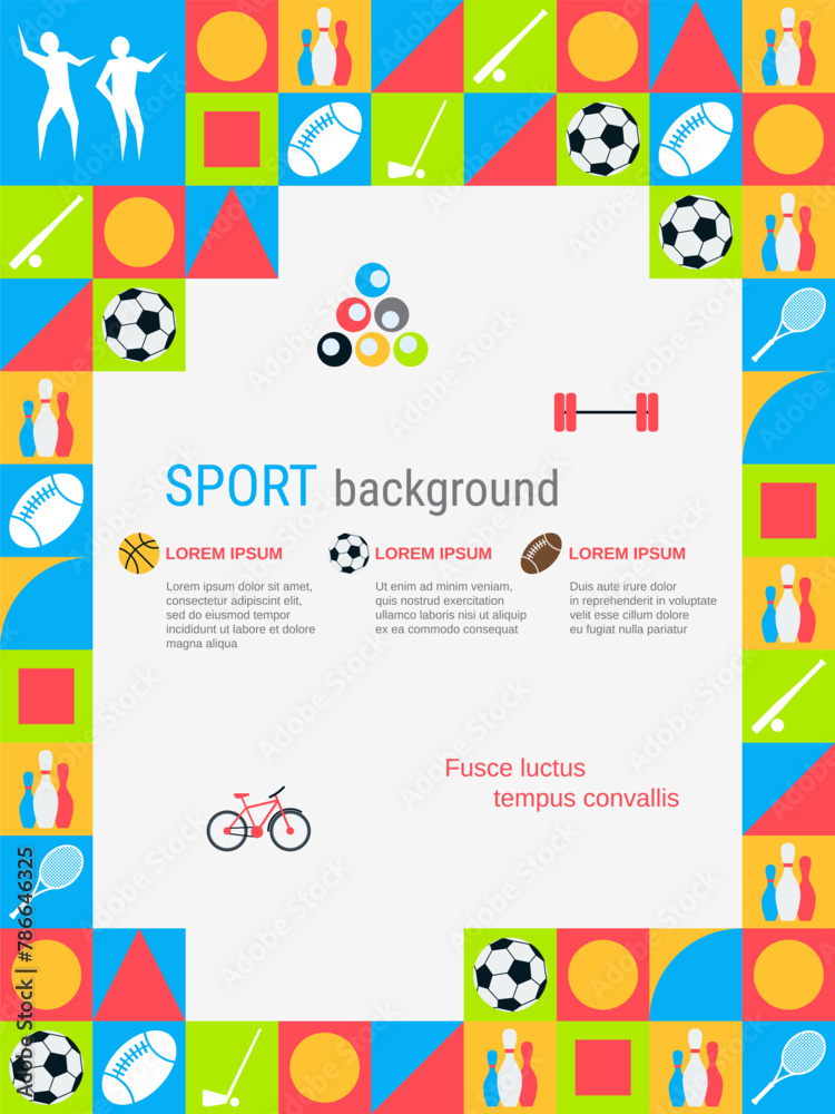 Sport theme illustration vector design template. Background for flyer, coupon, card, voucher