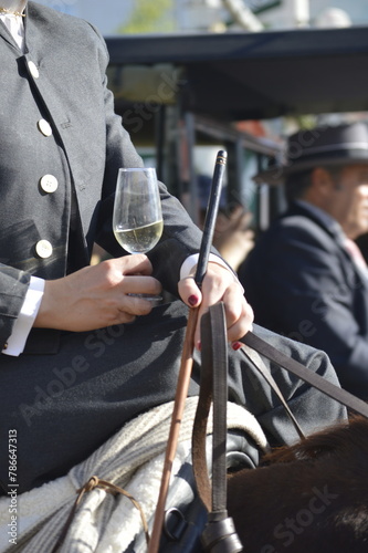 A glass of sherry whine in the world famous April fair from Seville