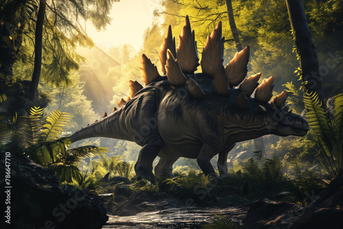 AI Generated Image. Stegosaurus in the nature