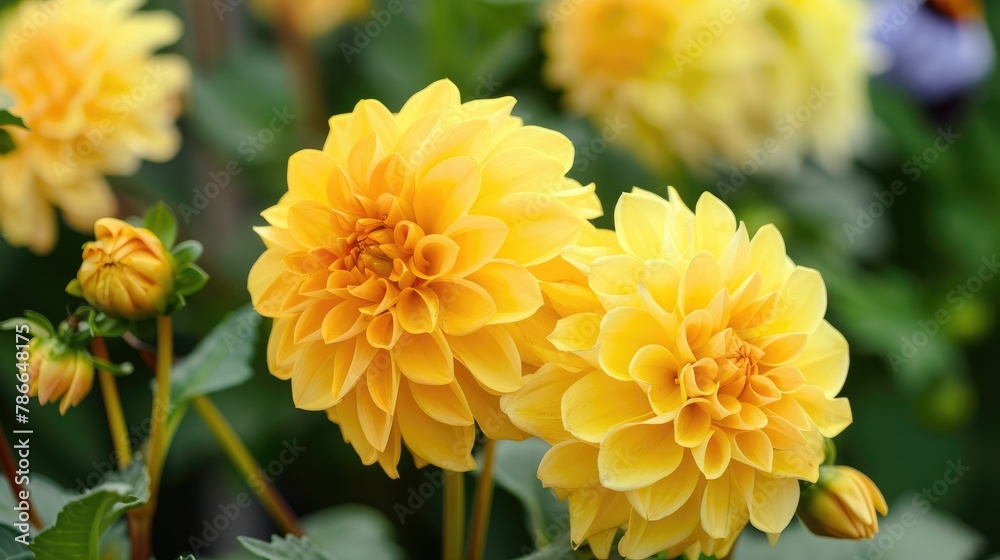 Close up view of yellow garden flowers Close up view of yellow garden flowers