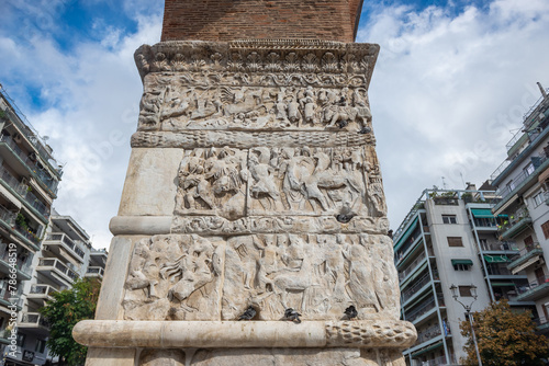 Details of Arch of Galerius triumphal arch also known as Kamara in Thessaloniki city, Greece