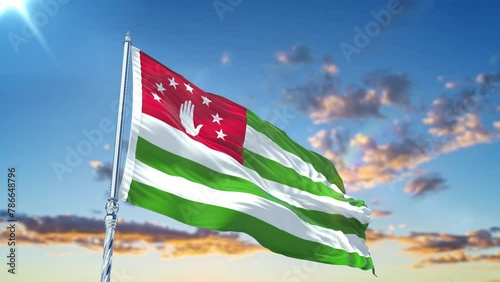 Abhkazia flag Waving Realistic With Sky